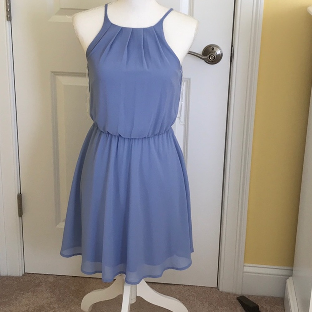 Blue formal polyester dress